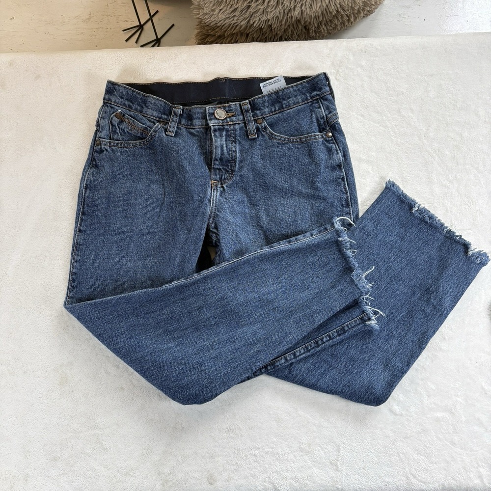 Wrangler Women's Crop Straight Leg Jeans 27x23 Raw Cut Hem Cotton Denim